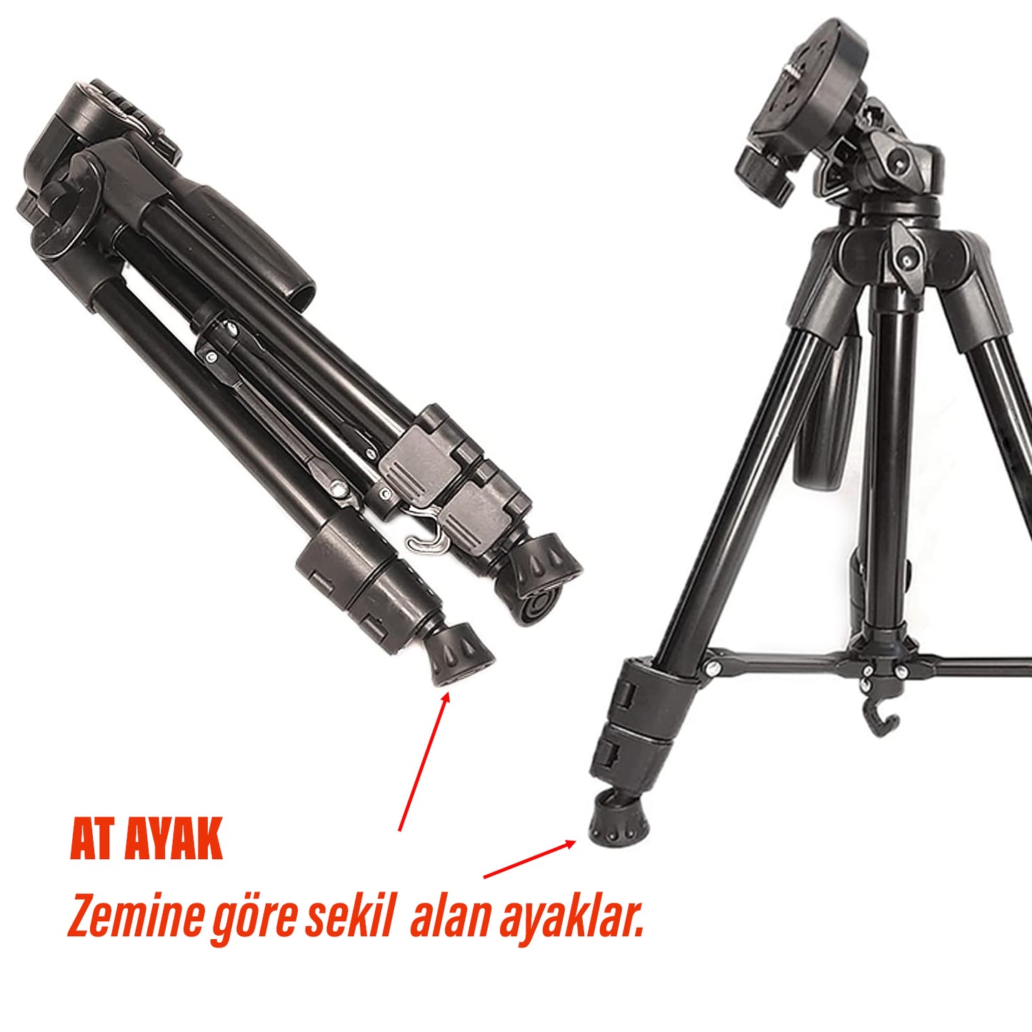Tripod 68cm - Fotoğraf Makinesi Telefon Video Çekimi Tripodu Orta Boy 3 Ayak Sabitleyici