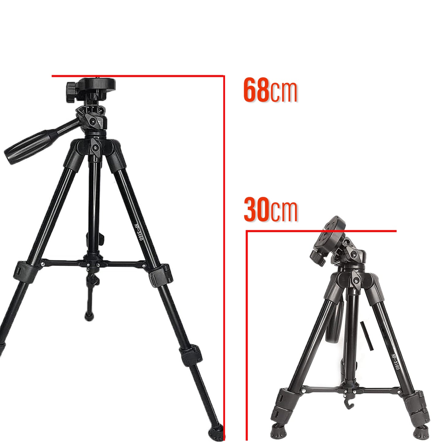Tripod 68cm - Fotoğraf Makinesi Telefon Video Çekimi Tripodu Orta Boy 3 Ayak Sabitleyici
