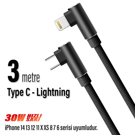 3 Metre iPhone TYPE C Şarj Kablosu HIZLI Yeni Nesil Şarj Kablosu