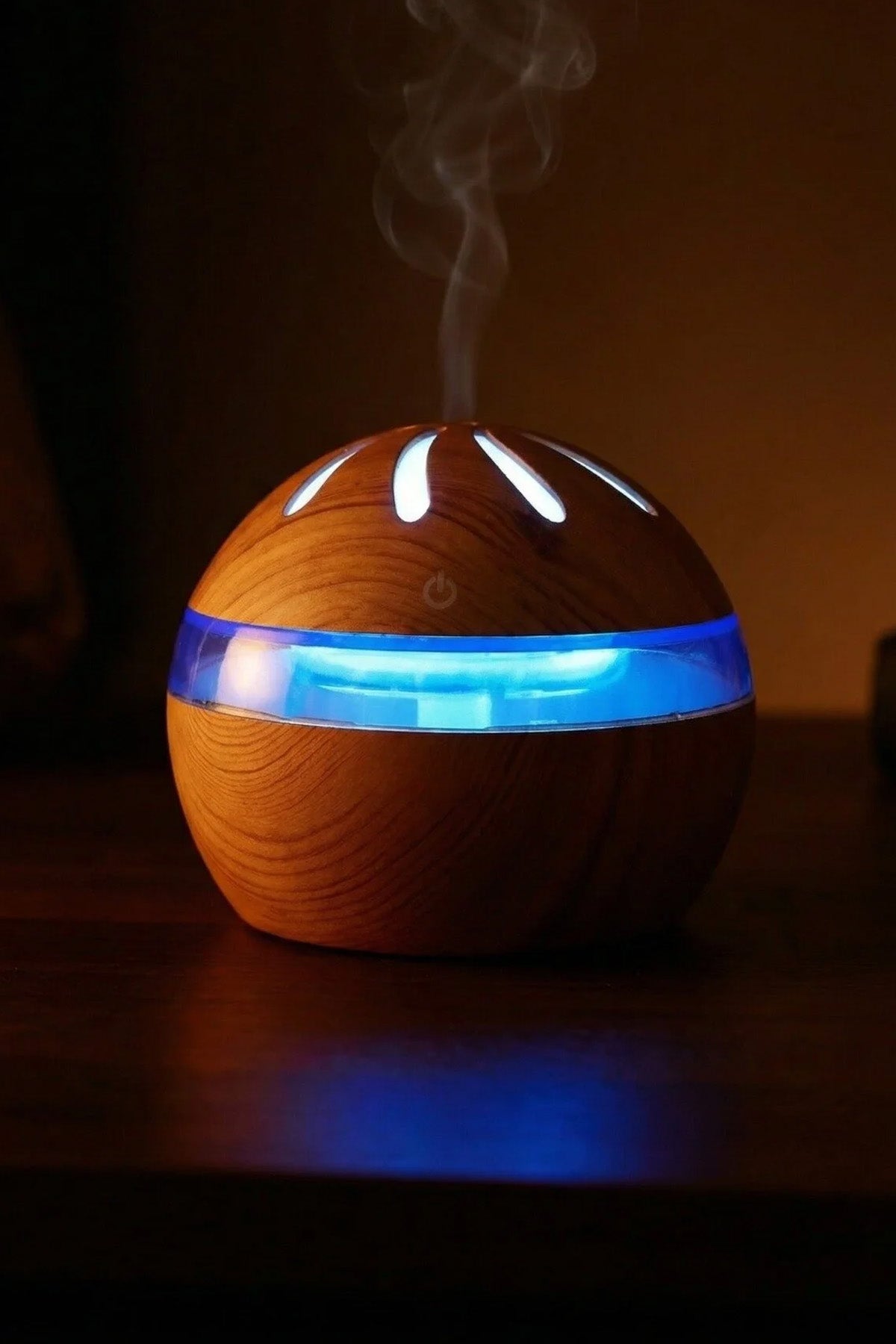 Ahşap Tasarımlı Aroma Koku Difüzörü Mini Hava Nemlendirici Buhar Makinesi 300ml Led Işık Buhurdanlık Dekoratif Hediyelik