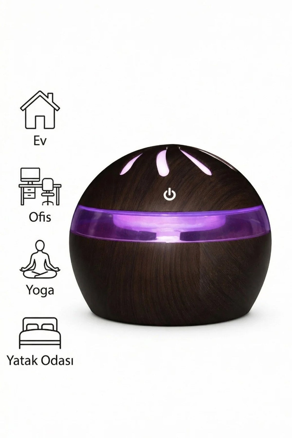 Ahşap Tasarımlı Aroma Koku Difüzörü Mini Hava Nemlendirici Buhar Makinesi 300ml Led Işık Buhurdanlık Dekoratif Hediyelik