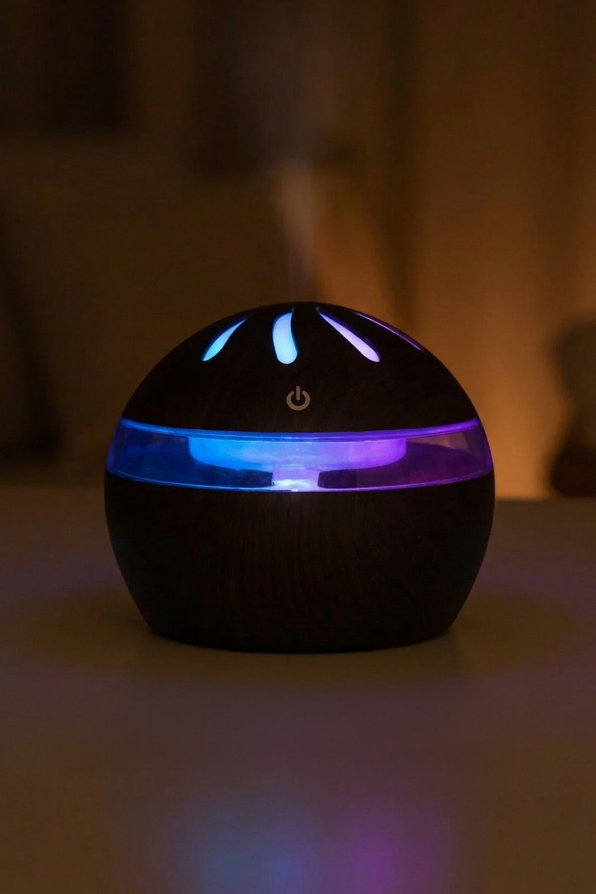 Ahşap Tasarımlı Aroma Koku Difüzörü Mini Hava Nemlendirici Buhar Makinesi 300ml Led Işık Buhurdanlık Dekoratif Hediyelik