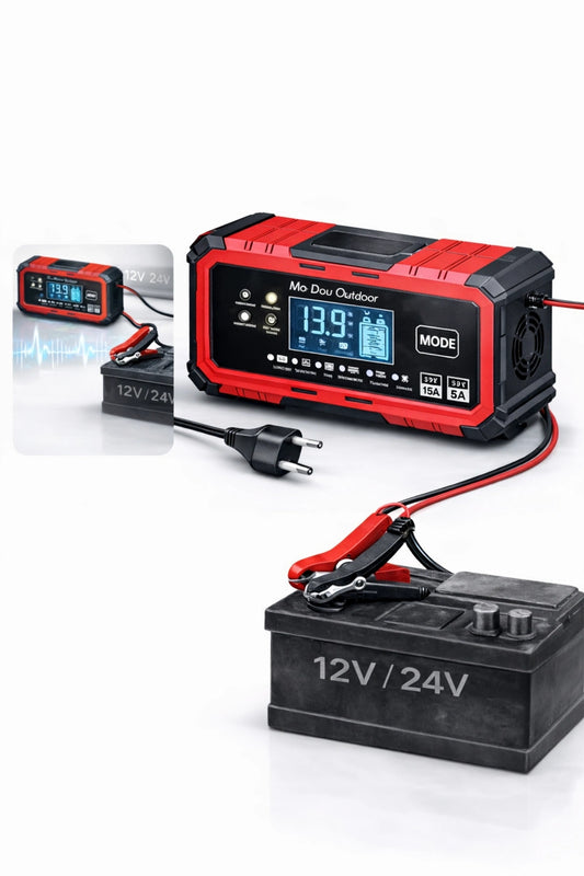 Akıllı Akü Şarj Cihazı Bakım Onarım Akü Şarj Makinesi 12V 15A – 24V 8A Otomatik Dijital Ekran
