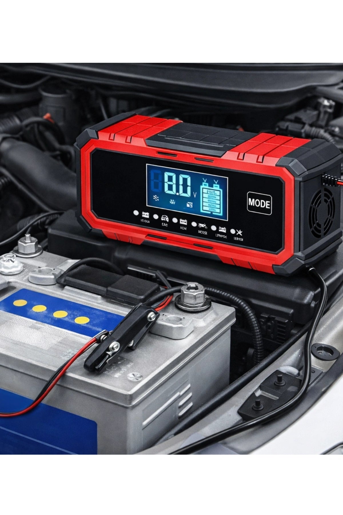 Akıllı Akü Şarj Cihazı Bakım Onarım Akü Şarj Makinesi 12V 15A – 24V 8A Otomatik Dijital Ekran