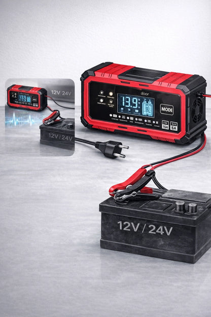 Akıllı Akü Şarj Cihazı Bakım Onarım Akü Şarj Makinesi 12V 15A – 24V 8A Otomatik Dijital Ekran