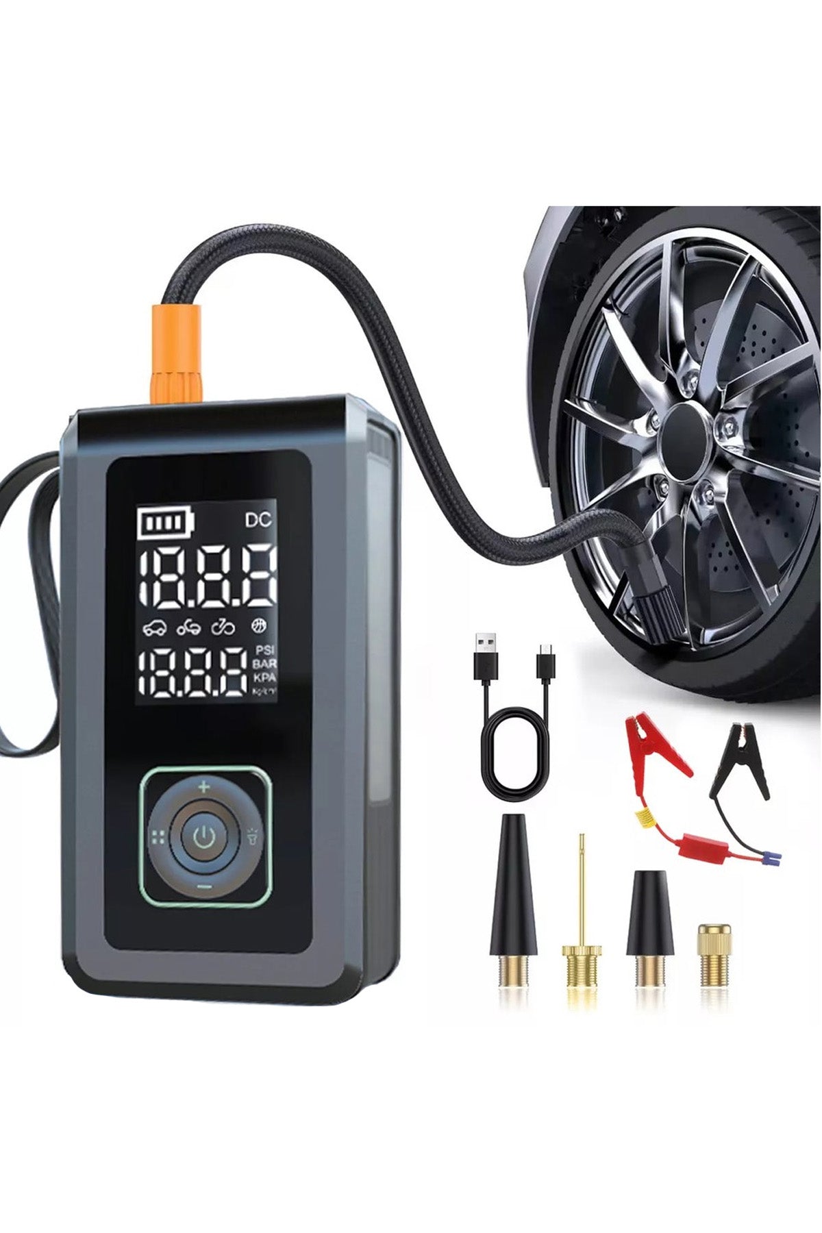 Akü Takviye Cihazı Hava Pompası 150Psi Powerbank 8000mAh 1000A Jump Starter Marş Basma Led Fenerli