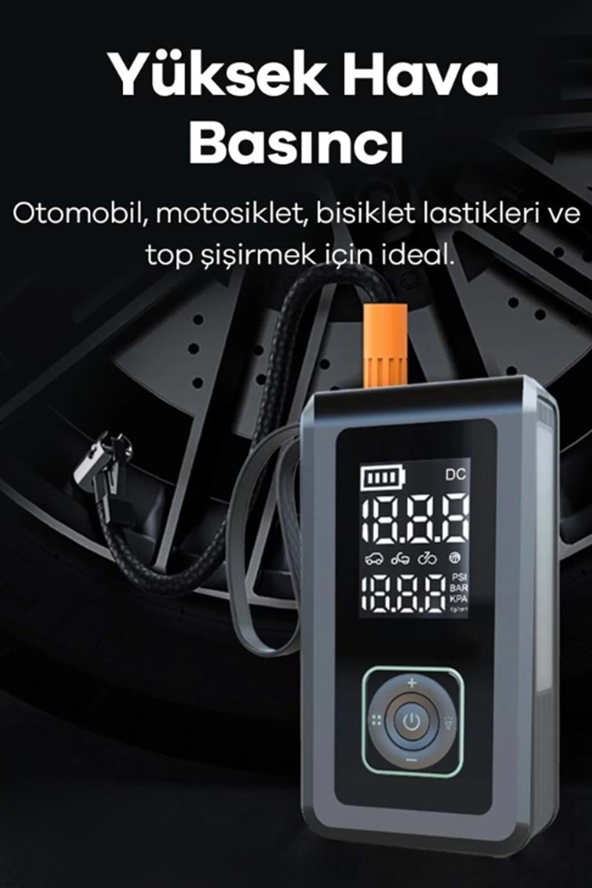 Akü Takviye Cihazı Hava Pompası 150Psi Powerbank 8000mAh 1000A Jump Starter Marş Basma Led Fenerli