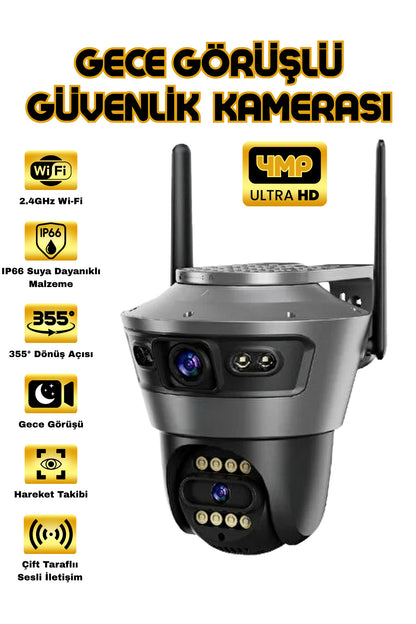 4 MP 4k Ultra Hd Alarmlı Suya Dayanıklı Çift Lensli 2.4g Ip Dış Mekan Güvenlik Kamerası Blic BLM56