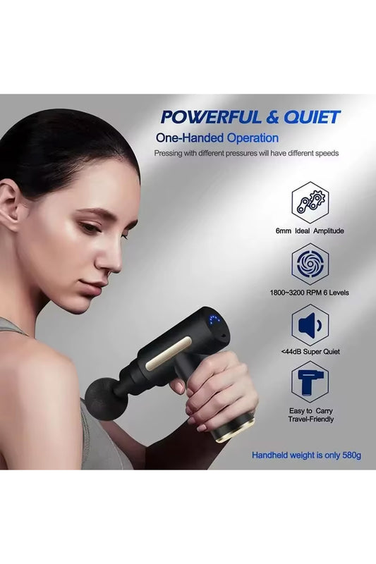 Titreşimli Masaj Aleti Masaj Tabancası Sporcu Masaj Aleti 4 Başlıklı 6 Modlu Şarjlı Massage Gun AMG6