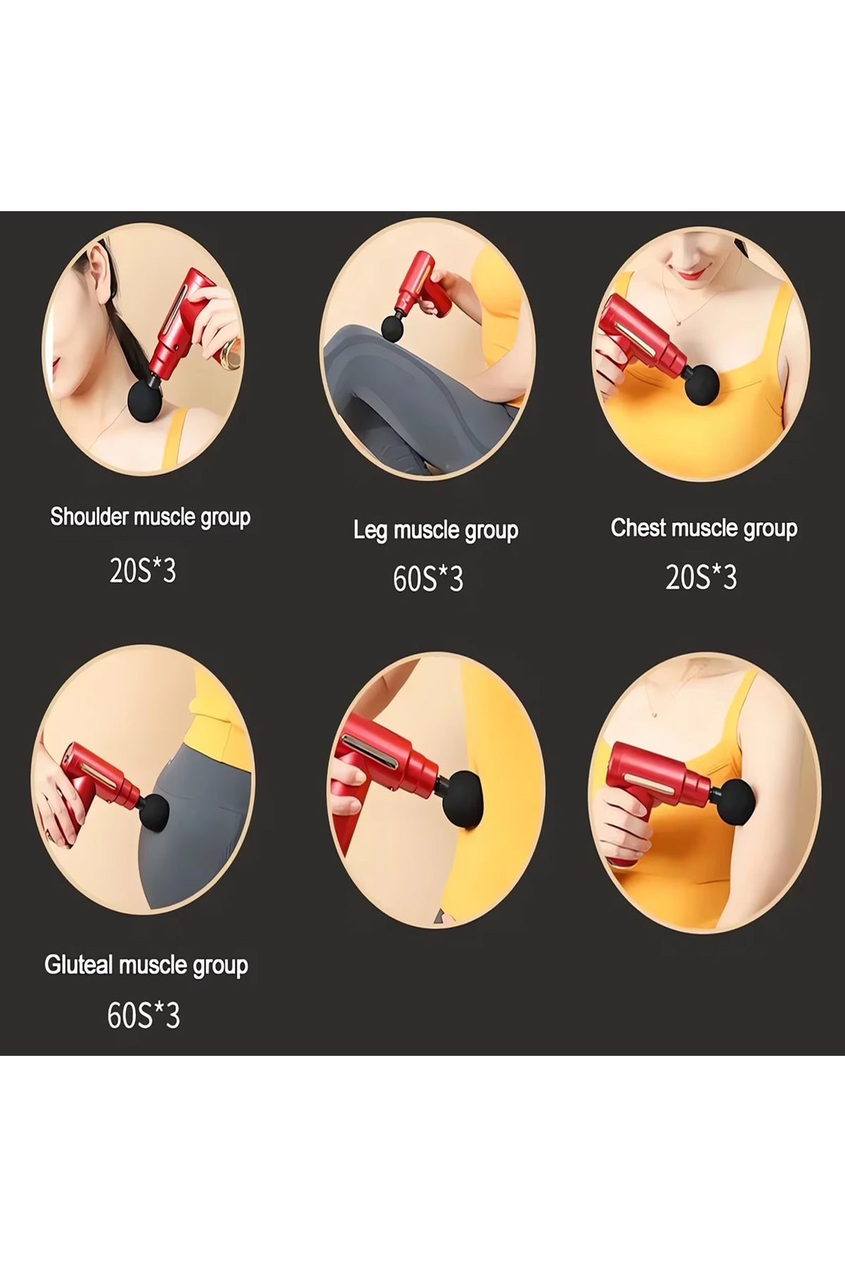 Titreşimli Masaj Aleti Masaj Tabancası Sporcu Masaj Aleti 4 Başlıklı 6 Modlu Şarjlı Massage Gun AMG6