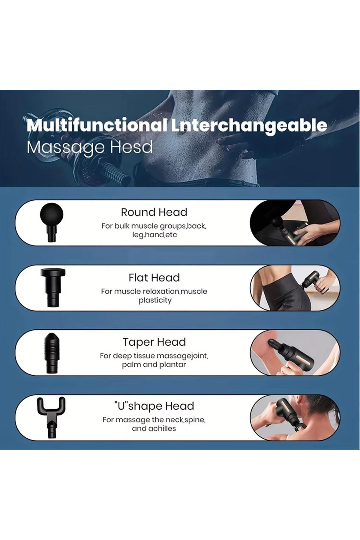 Titreşimli Masaj Aleti Masaj Tabancası Sporcu Masaj Aleti 4 Başlıklı 6 Modlu Şarjlı Massage Gun AMG6