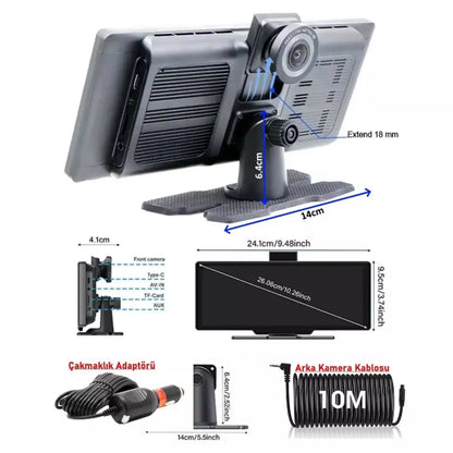 Araç Kamerası CarPlay ve Android Auto 11.5” Ekran Araç İçi Ön Arka Kamera Kayıt Set Multimedya 4K