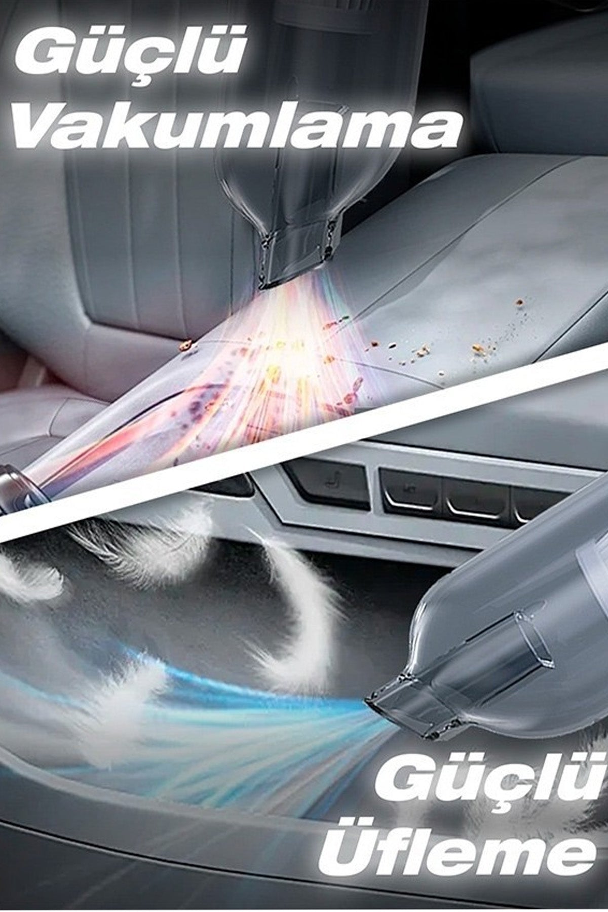 Şarjrlı Araç Süpürgesi Kablosuz Araç İçi Süpürge 17000Pa Vakumlu Şarjlı 6000mAh 100W Fırçasız Motor