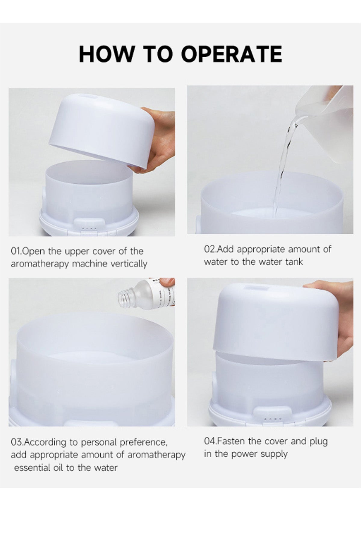 Oda Nemlendirici Buhar Makinesi Ultrasonik Hava Nemlendirici Kumandalı 7 Renk Gece Lambası 500ml