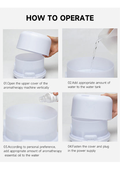 Oda Nemlendirici Buhar Makinesi Ultrasonik Hava Nemlendirici Kumandalı 7 Renk Gece Lambası 500ml