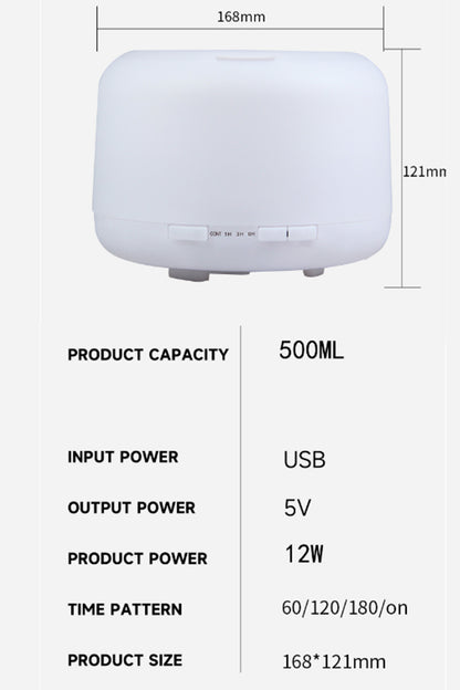 Oda Nemlendirici Buhar Makinesi Ultrasonik Hava Nemlendirici Kumandalı 7 Renk Gece Lambası 500ml