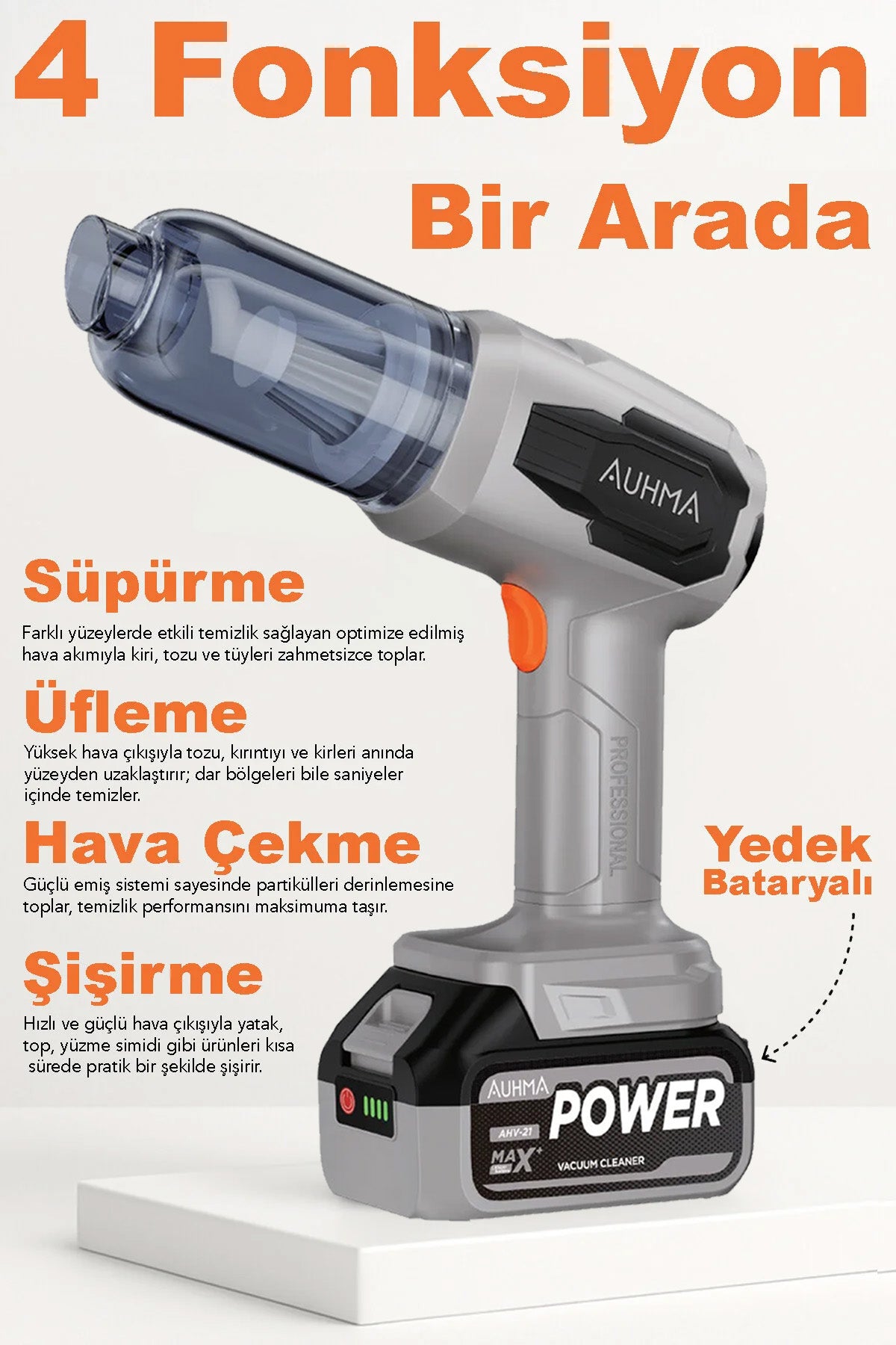 Şarjlı Araç Süpürgesi 20.000Pa Güçlü Araç İçi Mini El Süpürge Hava Üfleme Makinesi Yedek Filtreli