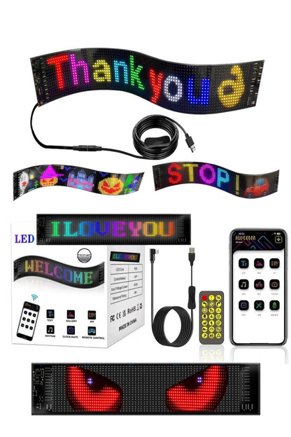 Led Matrix Panel 60cm x 12cm RGB Ekran Kumandalı Telefon Kontrollü Led Ekran Vitrin Kayan Yazı 16x96