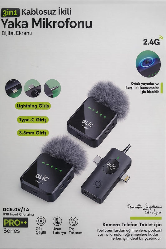 Tüylü Dış Mekan Yayıncı Yaka Mikrofonu 2 Mikrofonlu Set WeChat Zoom Tiktok Youtube İnstagram