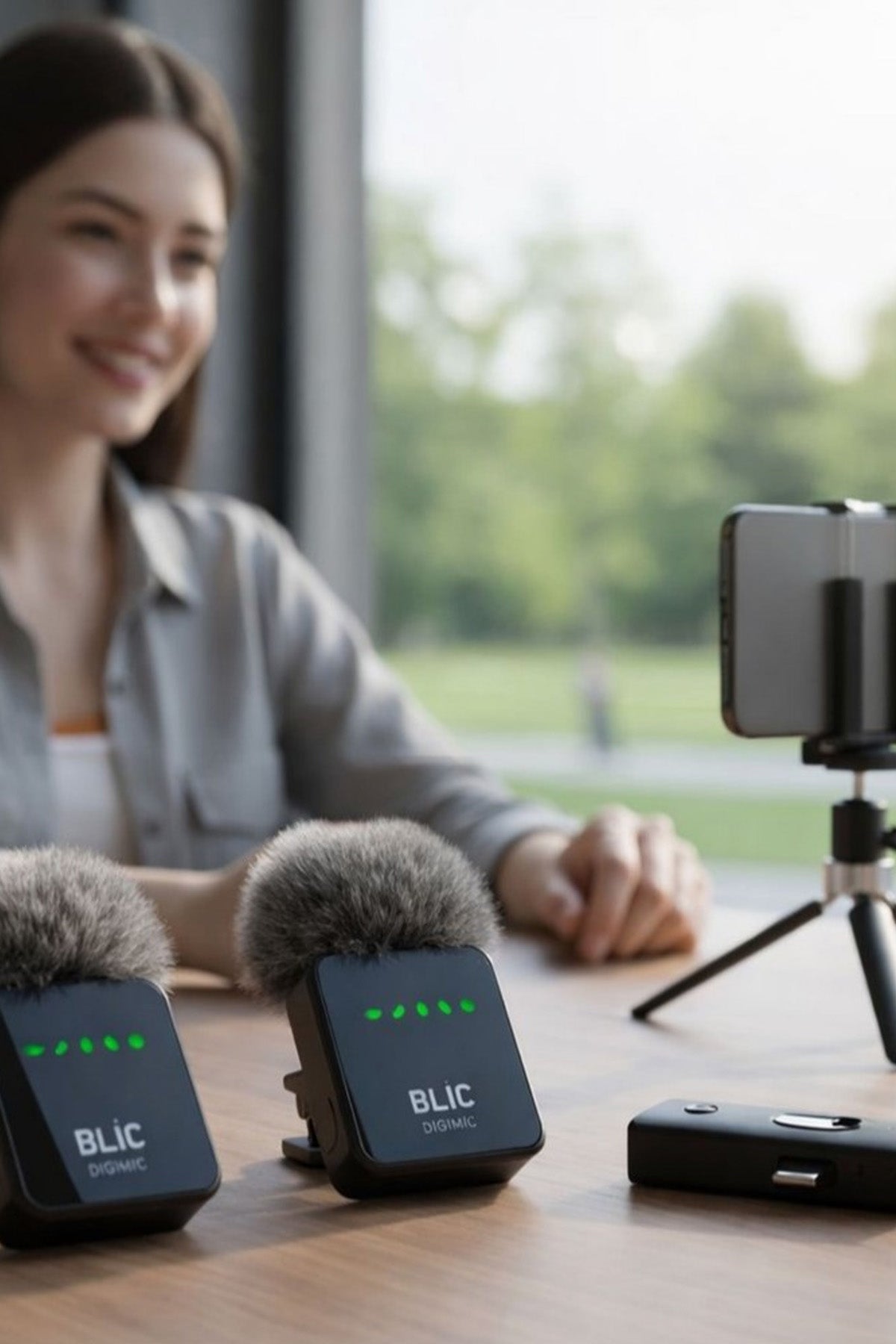 Tüylü Dış Mekan Yayıncı Yaka Mikrofonu 2 Mikrofonlu Set WeChat Zoom Tiktok Youtube İnstagram