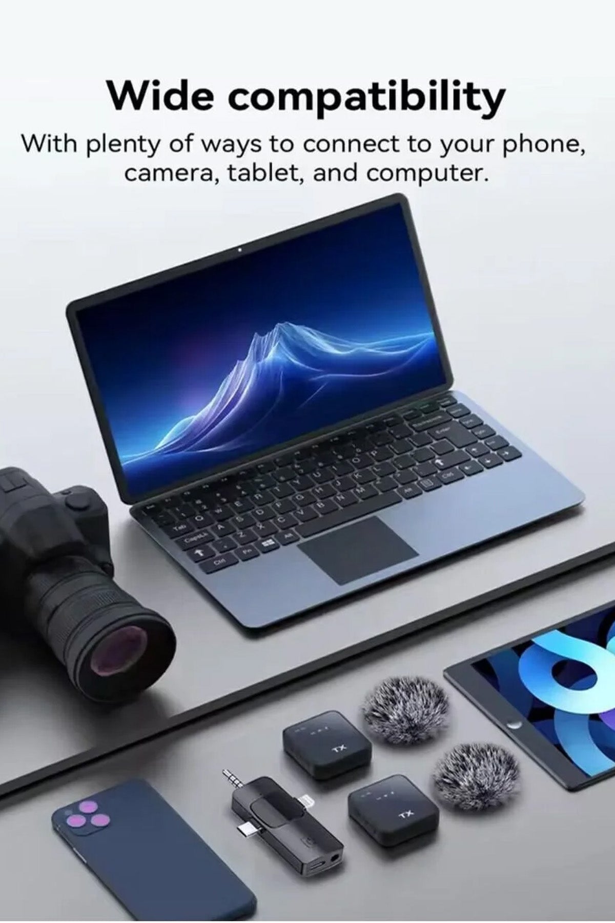 Tüylü Dış Mekan Yayıncı Yaka Mikrofonu 2 Mikrofonlu Set WeChat Zoom Tiktok Youtube İnstagram