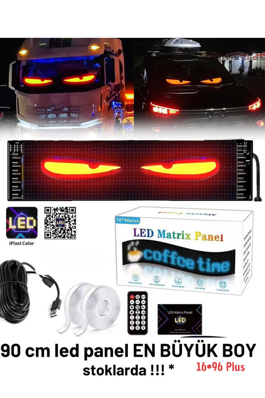 Led Matrix Panel 90cm x 19cm RGB Ekran Kumandalı Telefon Kontrollü Led Ekran Vitrin Kayan Yazı 16x96