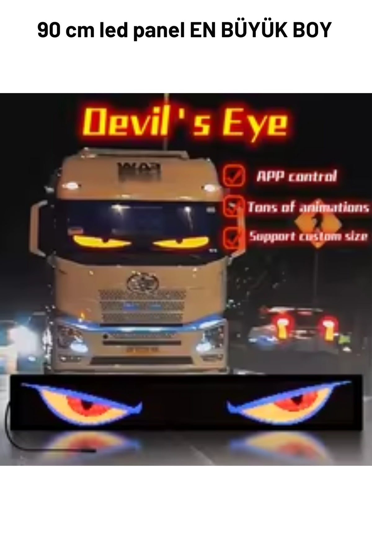 Led Matrix Panel 90cm x 19cm RGB Ekran Kumandalı Telefon Kontrollü Led Ekran Vitrin Kayan Yazı 16x96