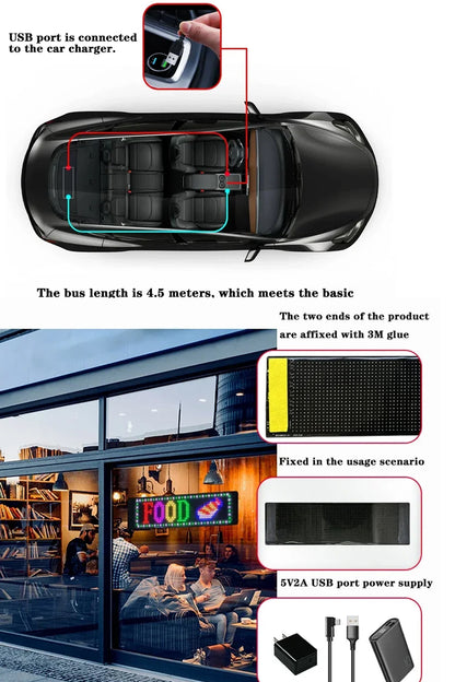 Led Matrix Panel 17cm x 7cm RGB Ekran Kumandalı Telefon Kontrollü Led Ekran Kayan Yazı 16x32 Led