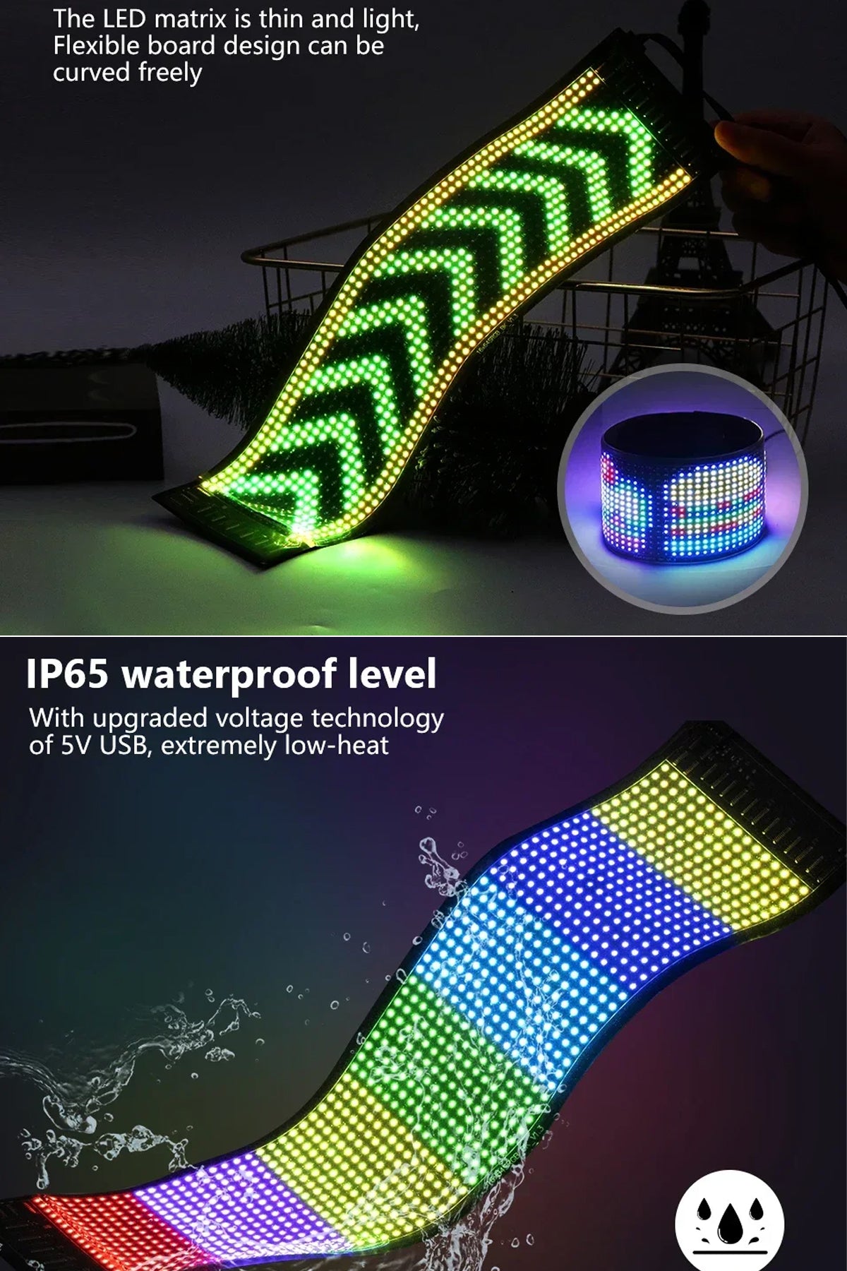 Led Matrix Panel 17cm x 7cm RGB Ekran Kumandalı Telefon Kontrollü Led Ekran Kayan Yazı 16x32 Led