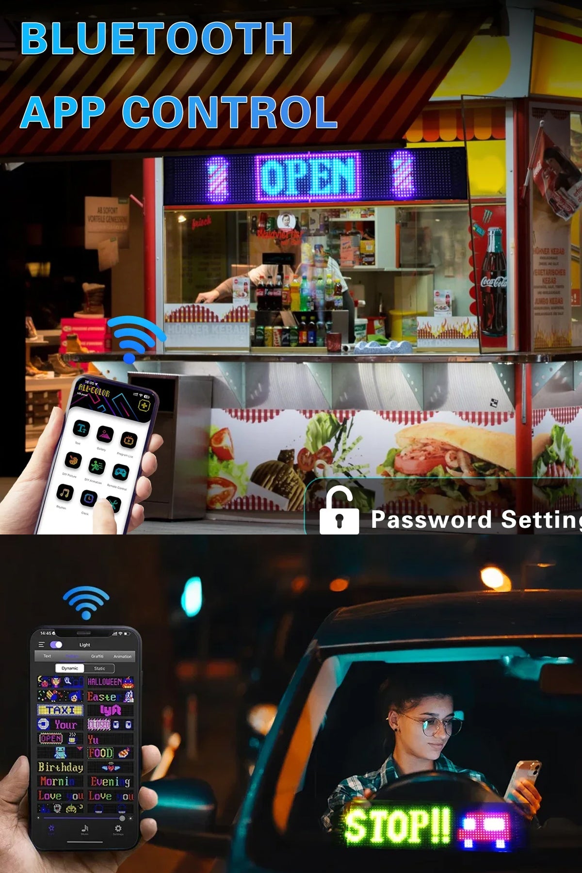 Led Matrix Panel 60cm x 12cm RGB Ekran Kumandalı Telefon Kontrollü Led Ekran Vitrin Kayan Yazı 16x96