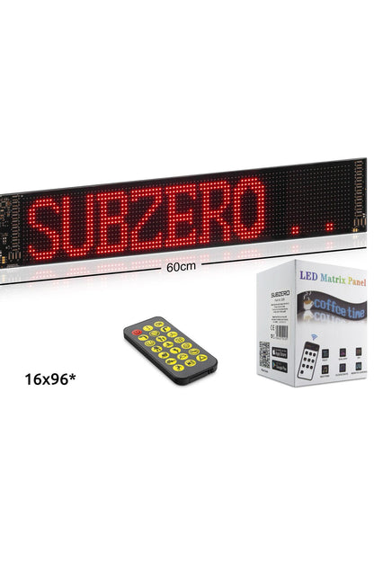 Led Matrix Panel 60cm x 12cm RGB Ekran Kumandalı Telefon Kontrollü Led Ekran Vitrin Kayan Yazı 16x96
