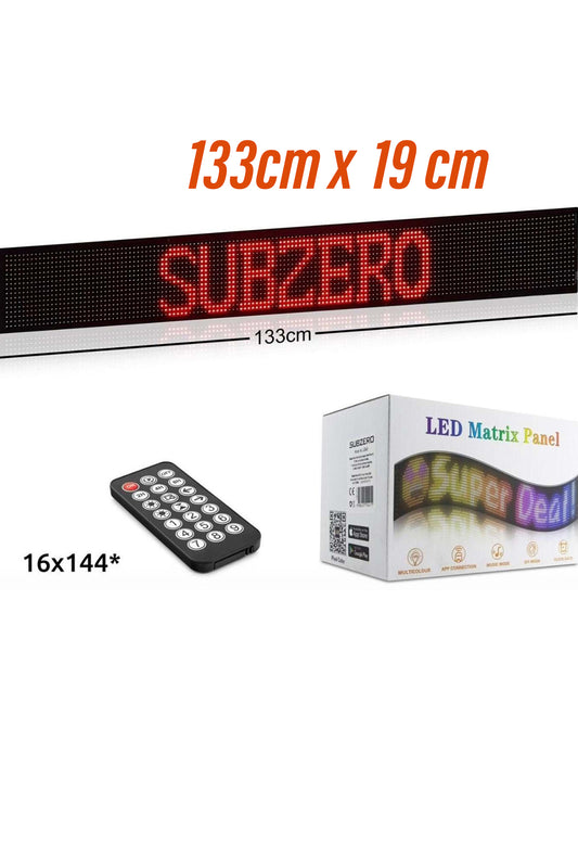 Led Matrix Panel 133cm x 19cm RGB Ekran Kumandalı Telefon Kontrollü Led Vitrin Kayan Yazı 16x144
