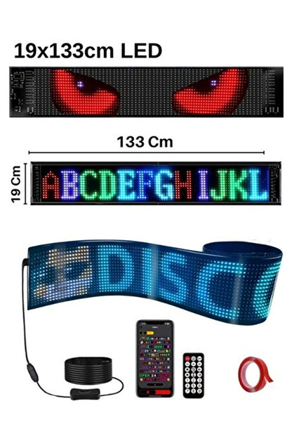 Led Matrix Panel 133cm x 19cm RGB Ekran Kumandalı Telefon Kontrollü Led Vitrin Kayan Yazı 16x144