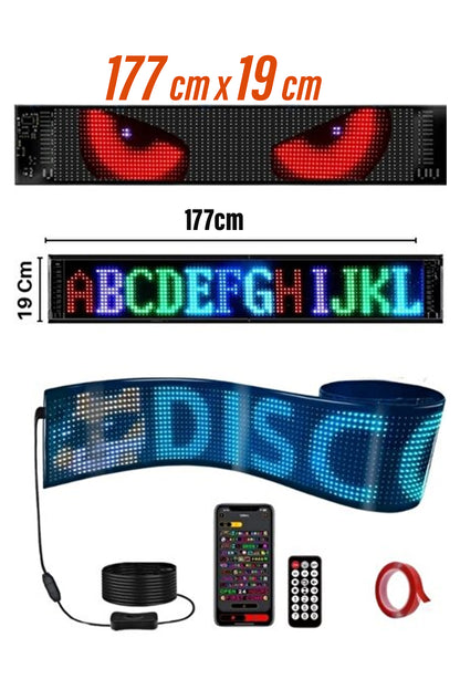 Led Matrix Panel 170cm x 19cm RGB Ekran Kumandalı Telefon Kontrollü Led Vitrin Kayan Yazı 16x192 Led