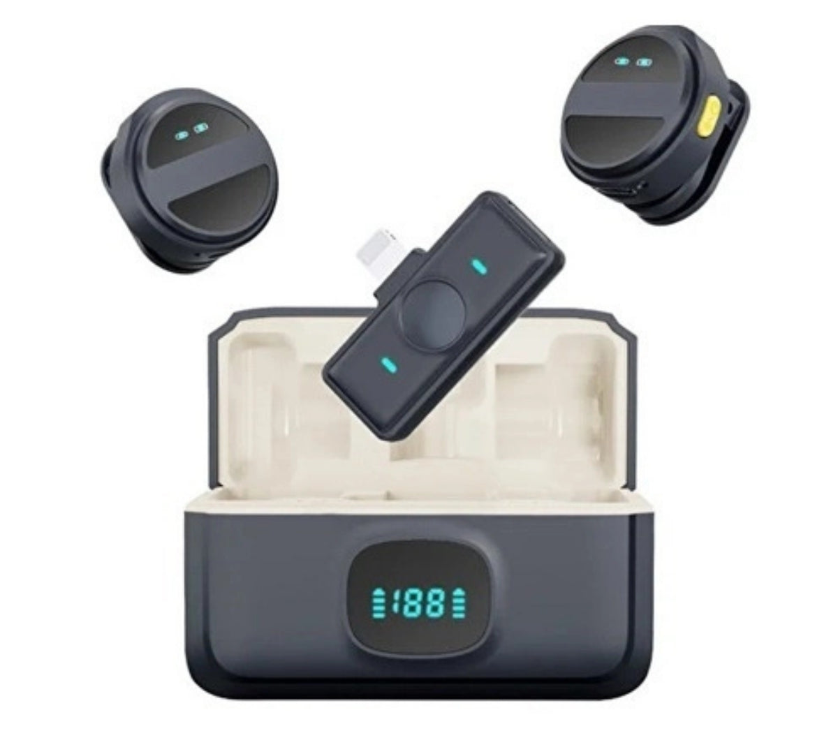 Kablosuz İkili Yaka Mikrofonu Type C Canlı Yayın Video Mikrofonu Dijital Ekranlı 2.4Ghz Type-c