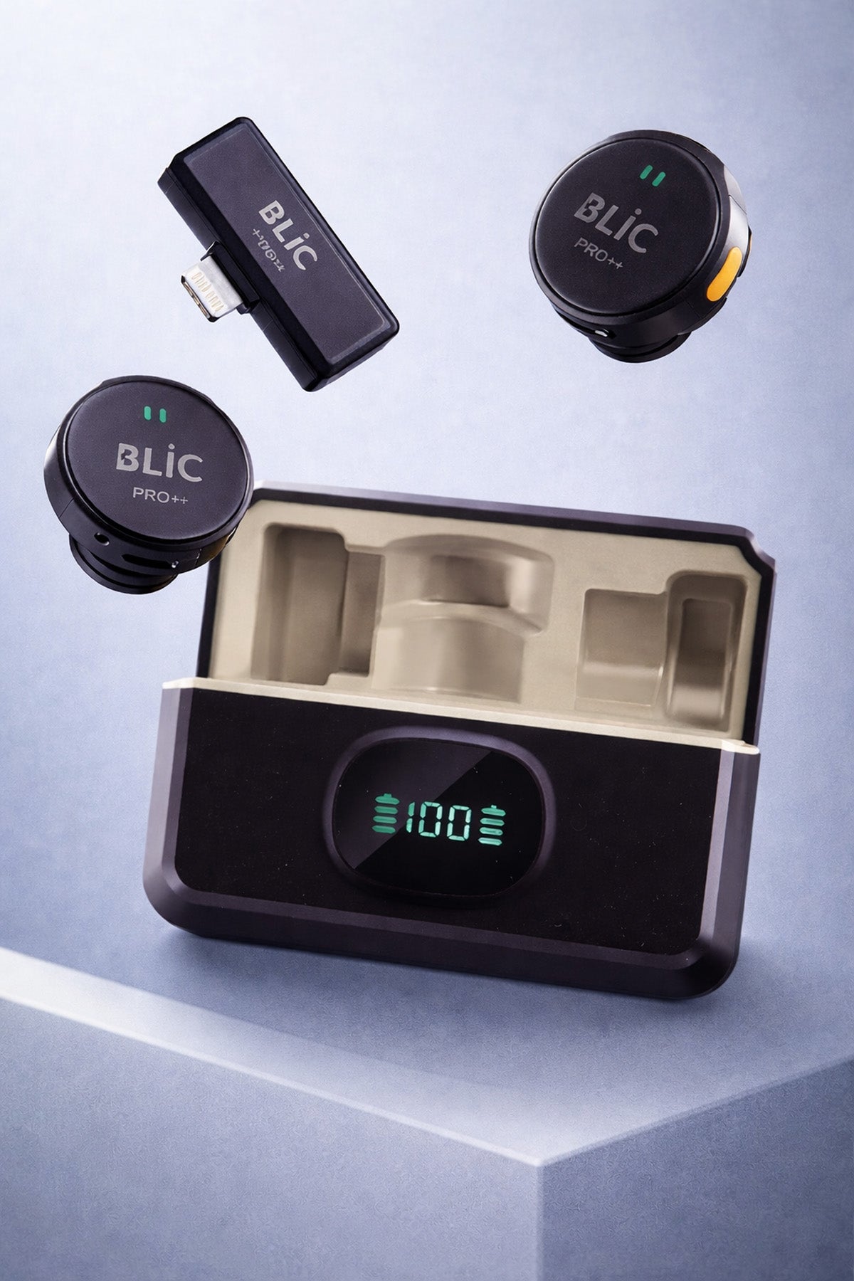 Kablosuz İkili Yaka Mikrofonu iPhone 11 12 13 14 Pro Pro Max Uyumlu Lightning Girişli 2.4Ghz