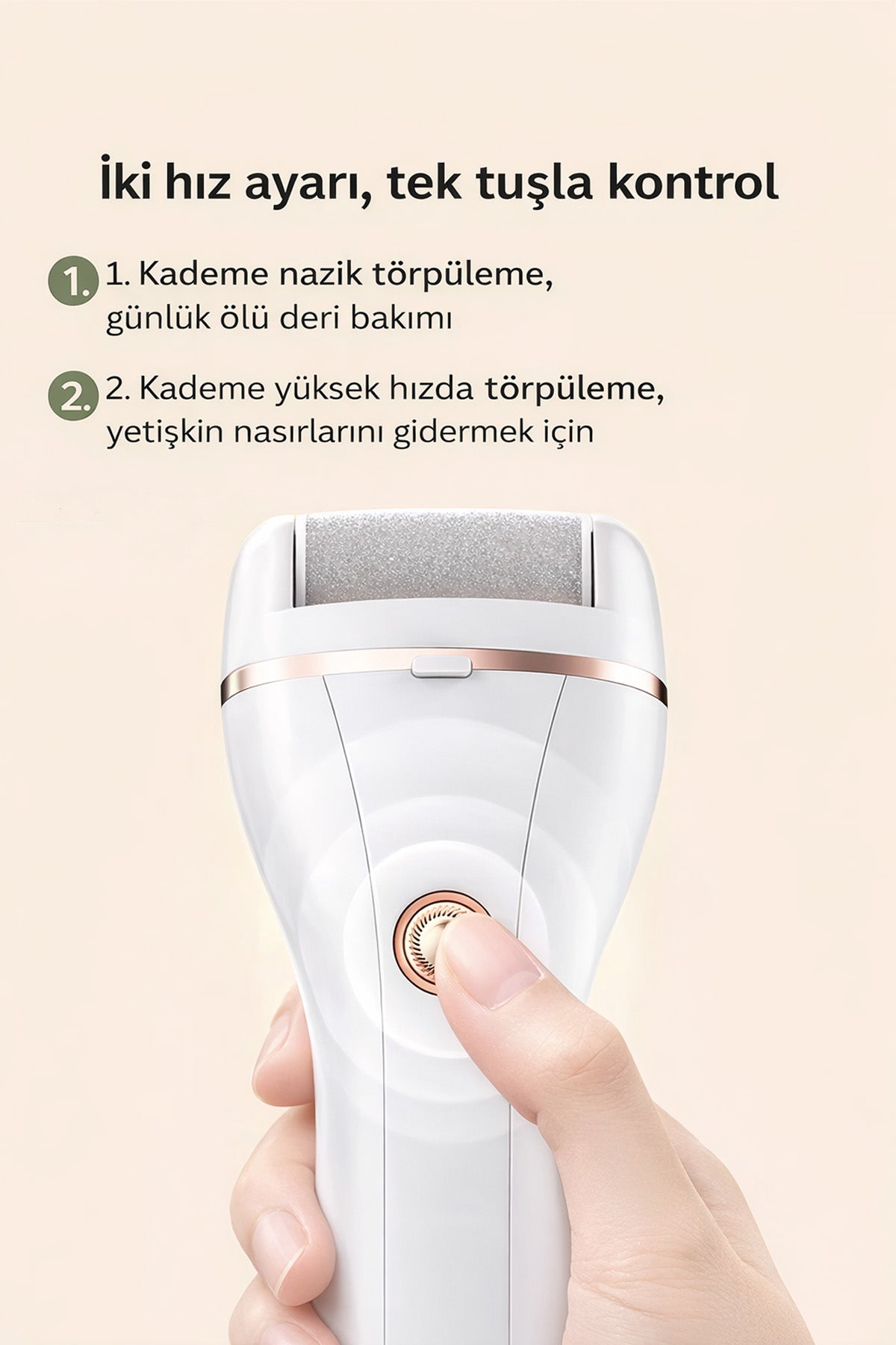 Şarjlı Ayak Bakım Törpüsü Makinesi Ayak Topuk Nasır Törpüsü Nasır 2 Kademeli 500mAh Şarjlı