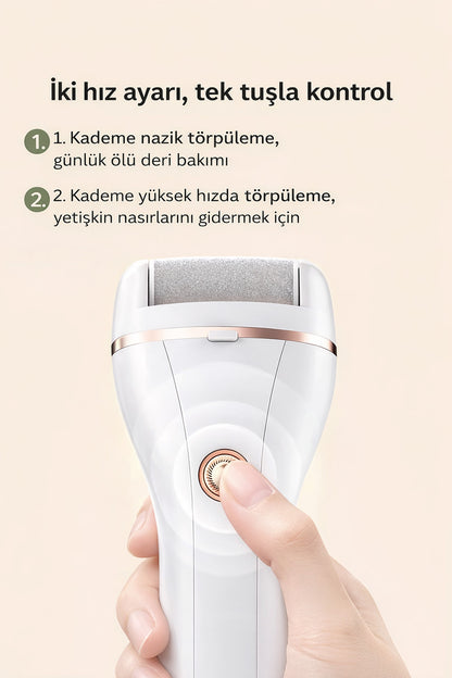 Şarjlı Ayak Bakım Törpüsü Makinesi Ayak Topuk Nasır Törpüsü Nasır 2 Kademeli 500mAh Şarjlı