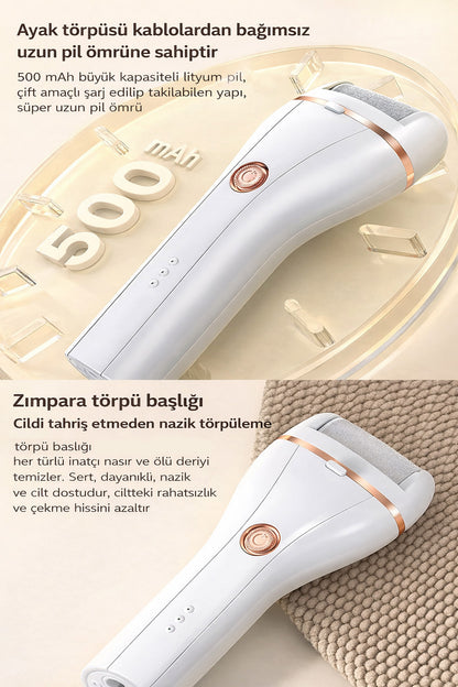 Şarjlı Ayak Bakım Törpüsü Makinesi Ayak Topuk Nasır Törpüsü Nasır 2 Kademeli 500mAh Şarjlı