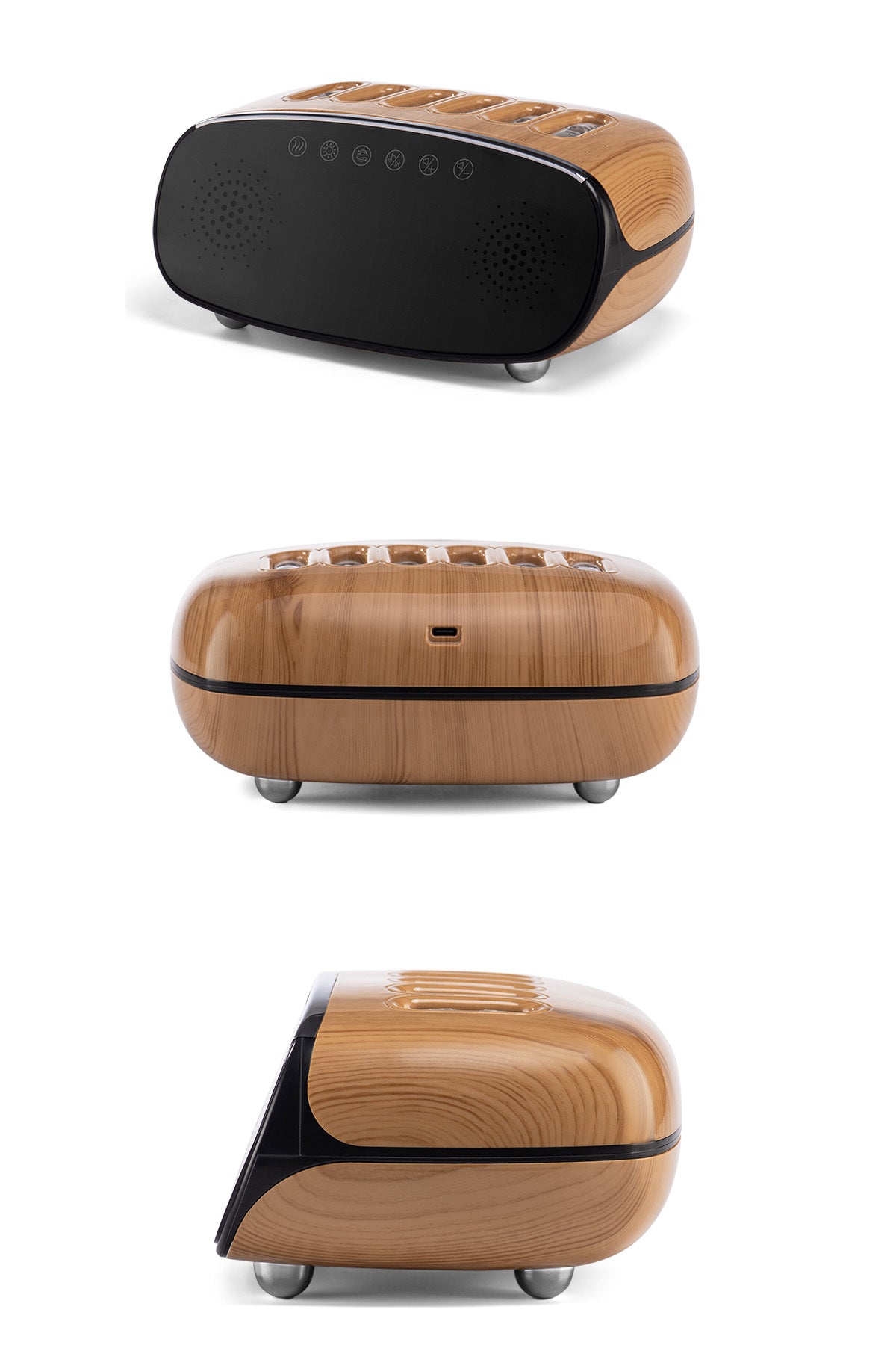 Oda Nemlendirici Dijital Saat Titşeşimli Buhar Aroma Difüzörü Mini Speaker Hoparlör RGB Led Işık