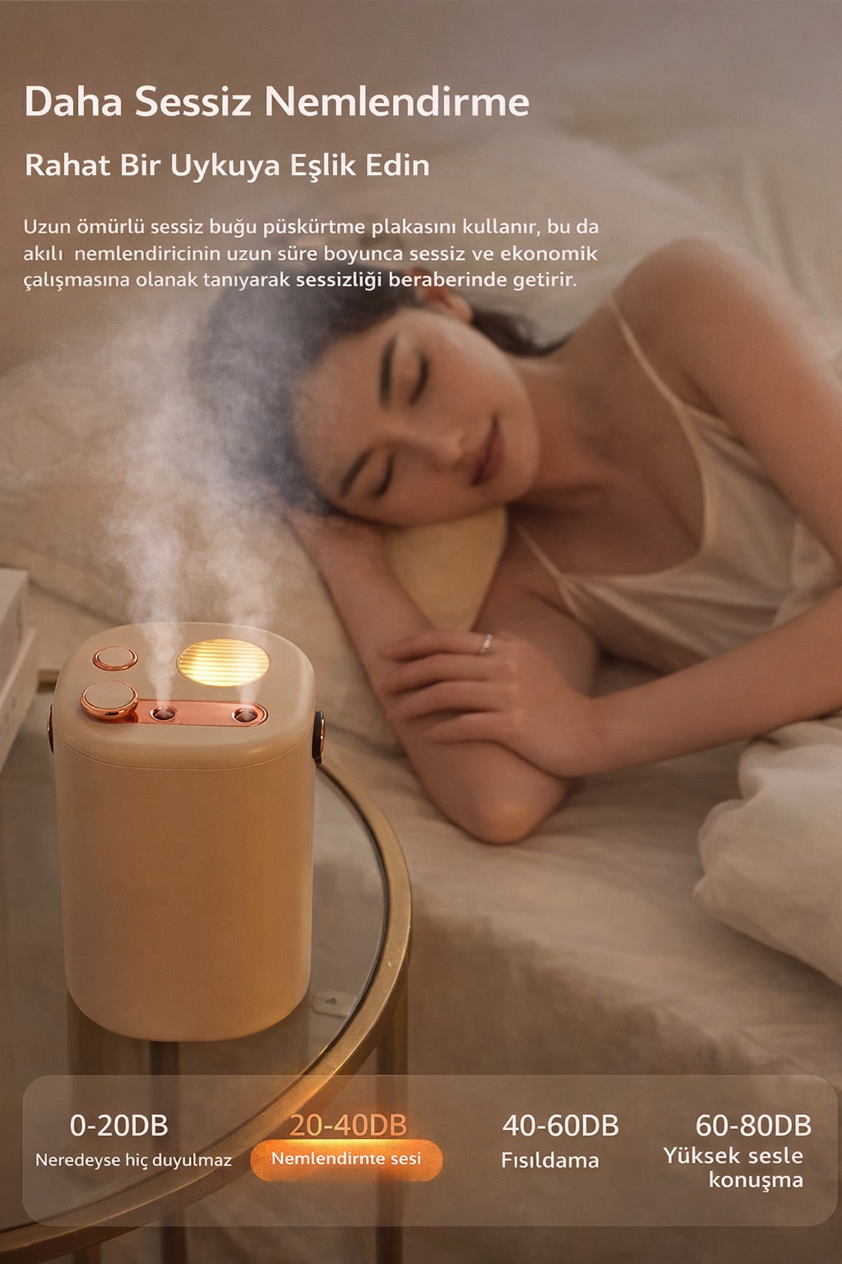 Şarjlı Hava Nemlendirici 2 Litre Kablosuz Buhar Makinesi LED Işık Aroma Difüzörü Sesiz Nemlendirme