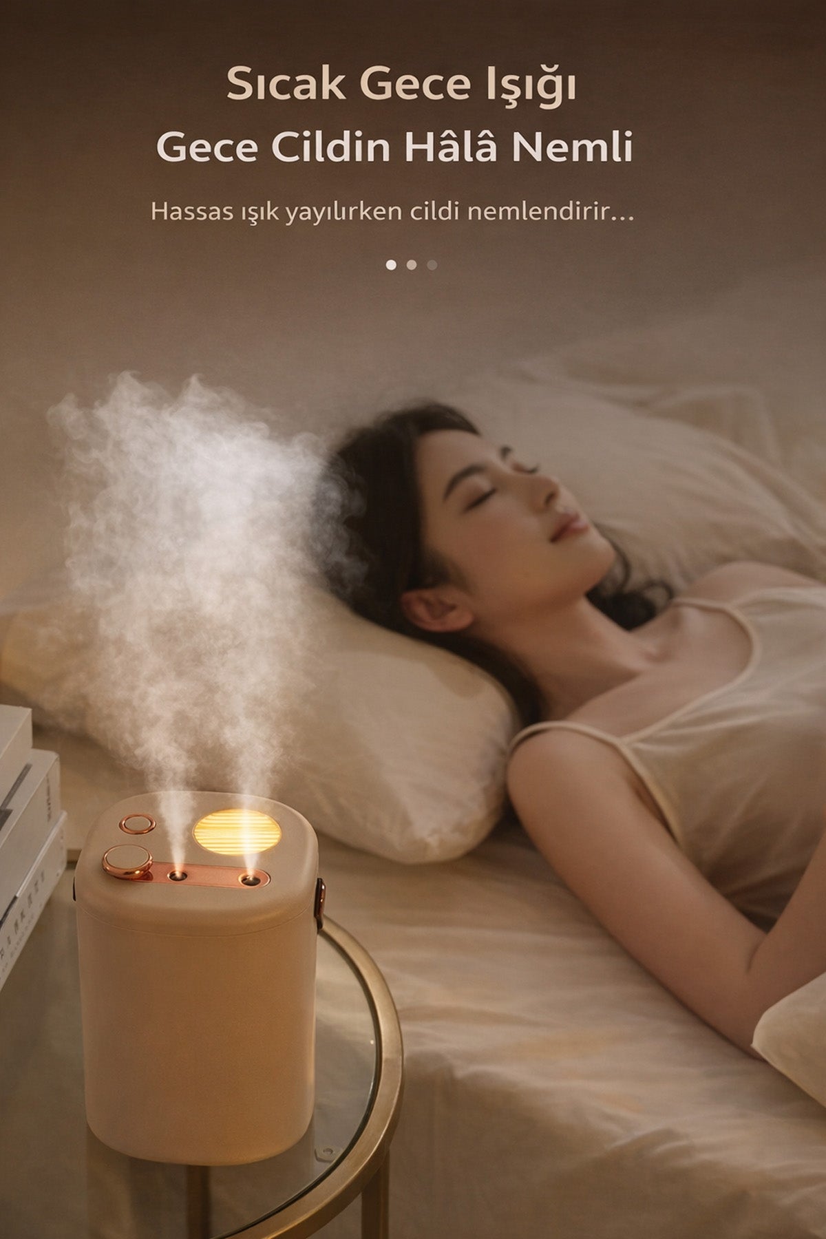 Şarjlı Hava Nemlendirici 2 Litre Kablosuz Buhar Makinesi LED Işık Aroma Difüzörü Sesiz Nemlendirme