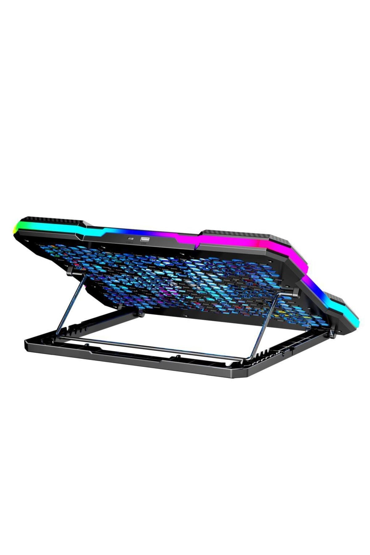 Laptop Soğutucu 10-19 inç Dizüstü Bilgisayar Soğutucusu + Telefon Tutucu 2400RPM Cooling RGB 9 Fanlı