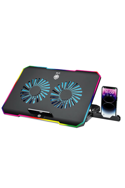 Laptop Soğutucu Çift Fanlı 9-17" Inç 1200RPM Telefon Tutacaklı Laptop Notebook Dizüstü Soğutucu