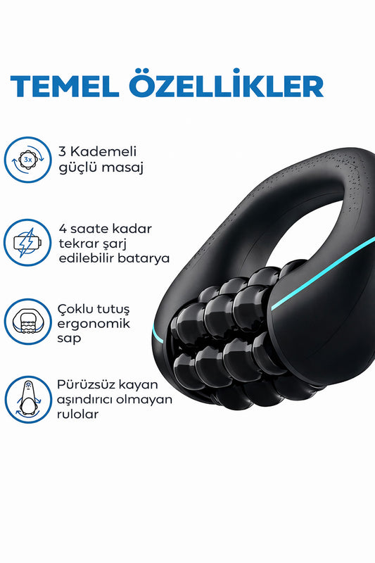 Roller Pro Silindir Vücut Masaj Aleti Vurma Döner Hareketli Vurmalı Derin Doku Masajı Cihazı