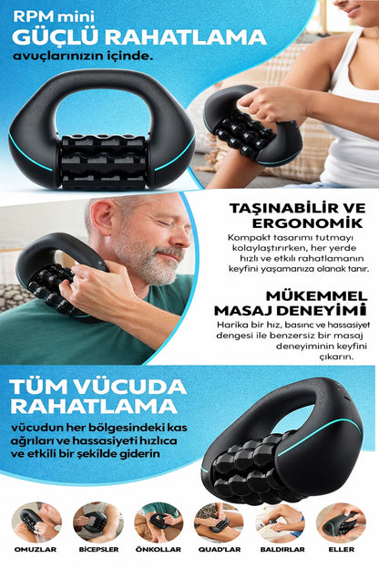Roller Pro Silindir Vücut Masaj Aleti Vurma Döner Hareketli Vurmalı Derin Doku Masajı Cihazı