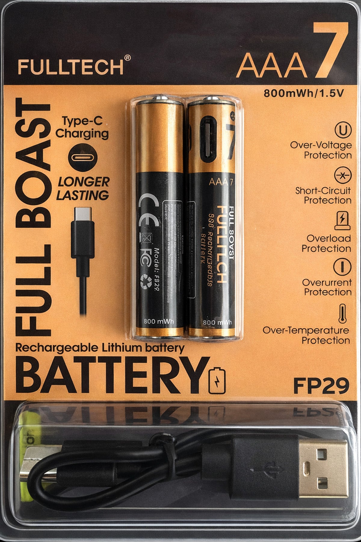 Şarjlı İnce Pil AAA Şarj Edilebilir Kumanda Pili 1.5V 800mWh Lityum-İon İnce Pil AAA7 Type-C Şarjlı