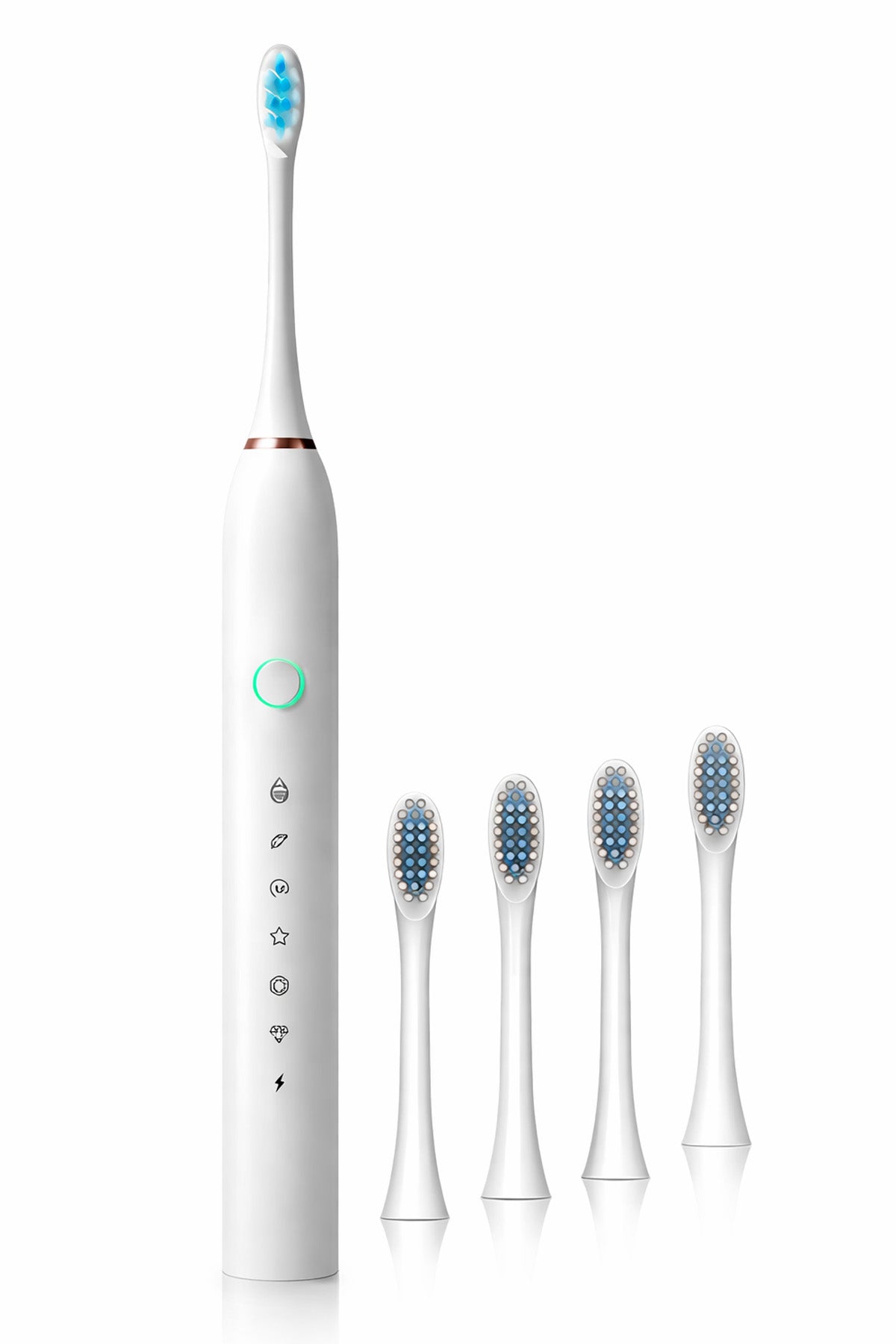 Şarjlı Sonic Diş Fırçası 6 Mod 4 Başlık IPX7 Su Geçirmez Elektrikli Diş Temizleme Fırçası Titreşimli