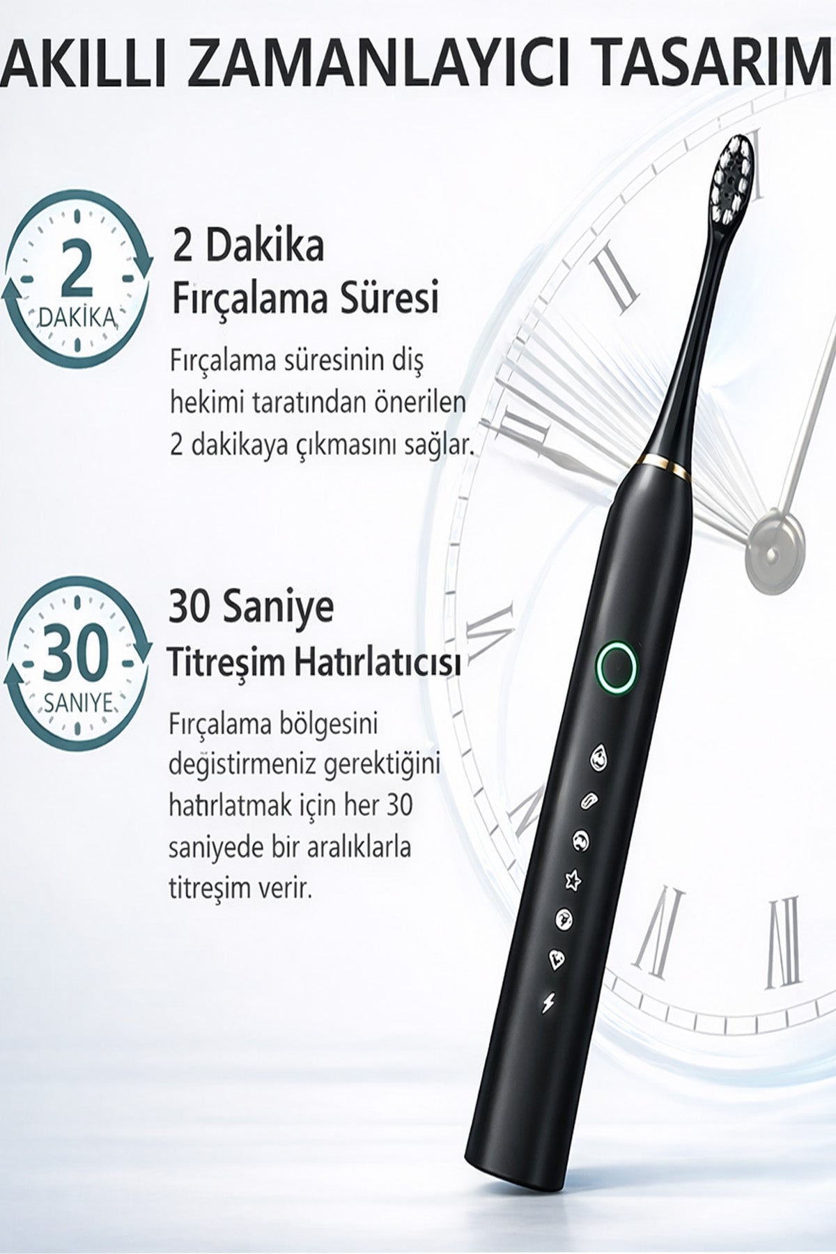 Şarjlı Sonic Diş Fırçası 6 Mod 4 Başlık IPX7 Su Geçirmez Elektrikli Diş Temizleme Fırçası Titreşimli