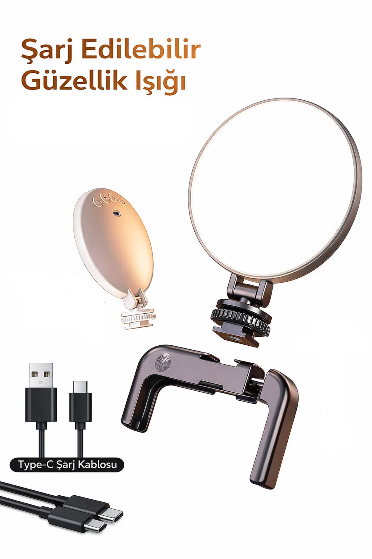 Şarjlı Telefon Led Işık Tutucu Telefon Klipsli Selfie Video Kamera Işık Tripod Uyumlu 3 Renk LED